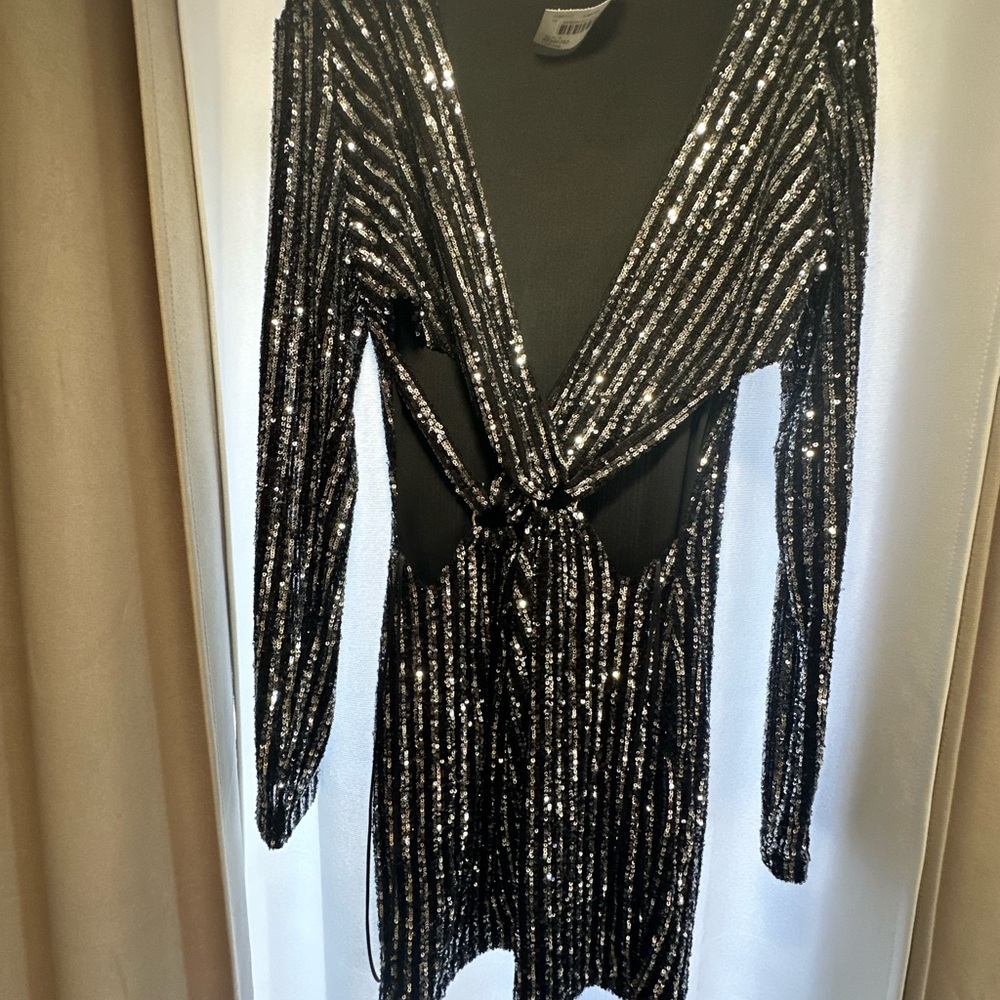 Cut out Black Sequin mini Dress